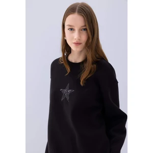 Relax Fit Bisiklet Yaka Baskılı İçi Yumuşak Tüylü Sweatshirt Tunik D9028AX24WN