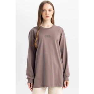 Regular Fit Bisiklet Yaka Baskılı Sweatshirt Tunik D0391Ax24Au