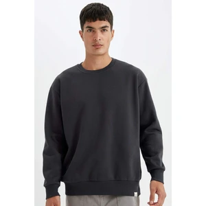 Oversize Geniş Kalıp Bisiklet Yaka Kalın Basic Düz Sweatshirt T5139AZ24AU