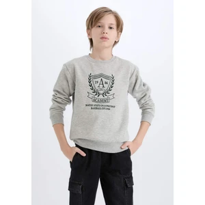 Erkek Çocuk Bisiklet Yaka Baskılı İçi Yumuşak Tüylü Sweatshirt D6223A824CW