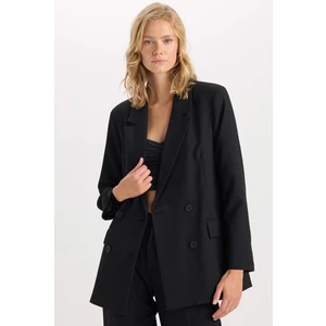 Oversize Geniş Kalıp Blazer Ceket Kruvaze Yaka Düğmeli Basic Düz Blazer Ceket C2575AX24AU