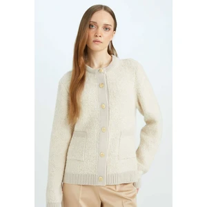 Regular Fit Bisiklet Yaka Basic Düz Düğmeli Triko Hırka D1151AX24WN