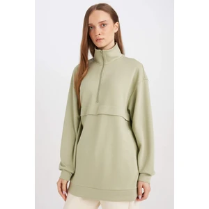 Yarım Fermuarlı Dik Yaka Basic Düz Sweatshirt Tunik D1615AX24AU
