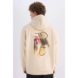 Oversize Geniş Kalıp Kapüşonlu Sırt Baskılı Sweatshirt D0851AX24AU