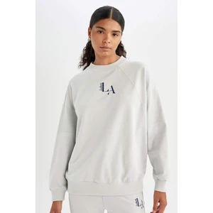 DeFactoFit NBA Los Angeles Lakers Oversize Geniş Kalıp Bisiklet Yaka Sweatshirt C8103AX24AU