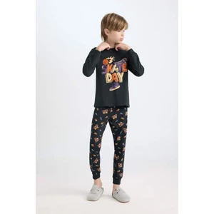 Erkek Çocuk Pijama Takım Baskılı Uzun Kollu Üst Beli Lastikli Desenli Uzun Alt D5214A824WN