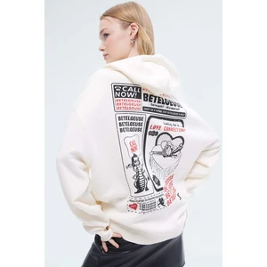 Coool Beetlejuice Oversize Geniş Kalıp Kapüşonlu Baskılı Kalın Sweatshirt D7984AX24WN