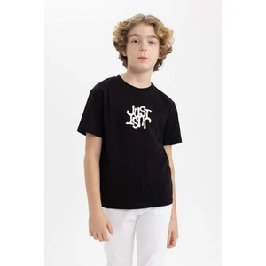 Erkek Çocuk Bisiklet Yaka Baskılı Kısa Kollu Tişört