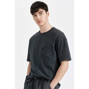 Boxy Fit Bisiklet Yaka Baskılı Kısa Kollu Tişört C2446AX24SM
