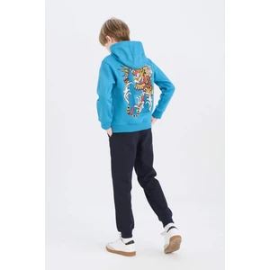 Erkek Çocuk 2'li Takım Kapüşonlu Baskılı Sweatshirt Beli Lastikli Eşofman Altı D6872A824CW