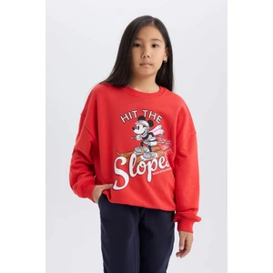 Kız Çocuk Disney Mickey & Minnie Oversize Geniş Kalıp Bisiklet Yaka Sweatshirt D4377A824WN