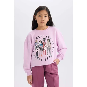 Kız Çocuk Barbie Relax Fit Bisiklet Yaka Sweatshirt D4379A824WN