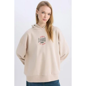 Coool Loose Fit Baskılı Kapüşonlu Sweatshirt D6671AX24WN