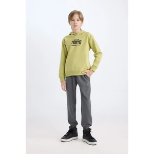 Erkek Çocuk 2'li Takım Baskılı Bisiklet Yaka Kanguru Cepli Sweatshirt Beli Lastikli Jogger Eşofman Altı D3566A824WN