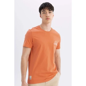 Slim Fit Dar Kesim Bisiklet Yaka Baskılı Kısa Kollu Tişört C3945AX24SM