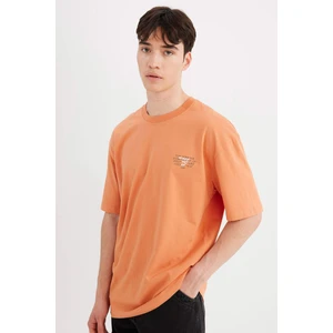 Boxy Fit Bisiklet Yaka Baskılı Kısa Kollu Tişört C2729AX24SM