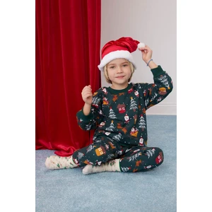 Erkek Bebek 2'li Takım Yılbaşı Temalı Bisiklet Yaka Sweatshirt Beli Lastikli Eşofman Altı D6730A524WN
