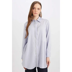 Relax Fit Gömlek Yaka Yırtmaçlı Uzun Kollu Çizgili Gömlek Tunik D7199AX24WN