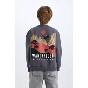 Erkek Çocuk Oversize Geniş Kalıp Bisiklet Yaka Sırt Baskılı Sweatshirt D5787A824WN
