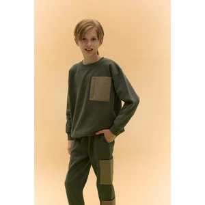Erkek Çocuk Oversize Geniş Kalıp Bisiklet Yaka Sweatshirt D5788A824WN