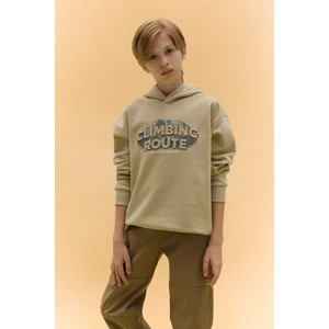 Erkek Çocuk Oversize Geniş Kalıp Kapüşonlu Baskılı Sweatshirt D5408A824WN
