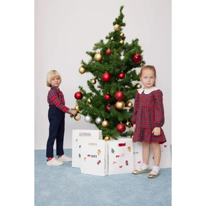 Kız Bebek Yılbaşı Temalı Kareli Uzun Kollu Flanel Elbise D6253A524WN