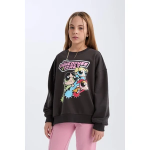 Kız Çocuk PowerPuff Girls Oversize Geniş Kalıp Bisiklet Yaka Sweatshirt D2823A824WN