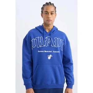 DeFactoFit NBA Miami Heat Boxy Fit Kapüşonlu Kanguru Cepli Kalın Sweatshirt D3229AX24WN