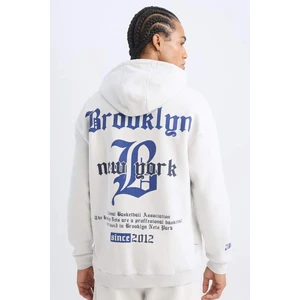 DeFactoFit NBA Brooklyn Nets Comfort Fit Rahat Kalıp Kapüşonlu Kalın Sırt Baskılı Sweatshirt D3222AX24WN