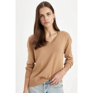 Relax Fit Yumuşak Dokulu V Yaka Basic Düz Triko Kazak C4024AX24WN