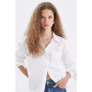 Oversize Geniş Kalıp Basic Düz Düğmeli Poplin Uzun Kollu Gömlek U7763AZ24AU