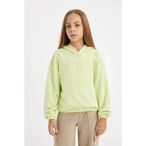 Kız Çocuk Relax Fit Kapüşonlu Baskılı Sweatshirt D1107A824AU