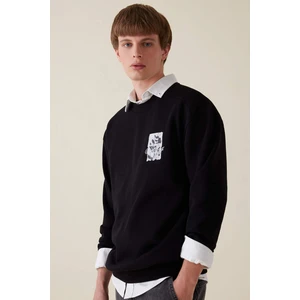 Boxy Fit Bisiklet Yaka Baskılı Sweatshirt C7048AX24AU