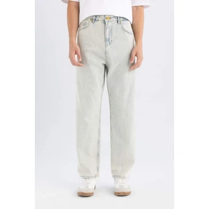 %100 Pamuk Baggy Fit Geniş Kalıp Normal Bel Geniş Paça Jean Pantolon D6468AX24AU