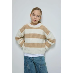 Kız Çocuk Çizgili Bisiklet Yaka Triko Kazak A6009A824WN