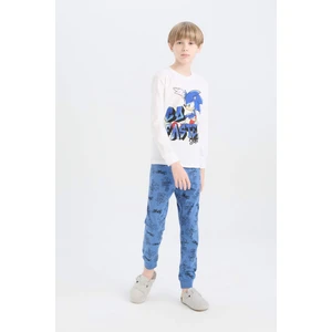 Erkek Çocuk Pijama Takımı Sonic the Hedgehog Bisiklet Yaka Uzun Kollu Tişört Uzun Alt D5513A824WN