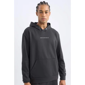 DeFactoFit Standart Fit Kapüşonlu Arma Baskılı Kanguru Cepli Skuba Dalgıç Kumaş Sporcu Sweatshirt D1892AX24AU