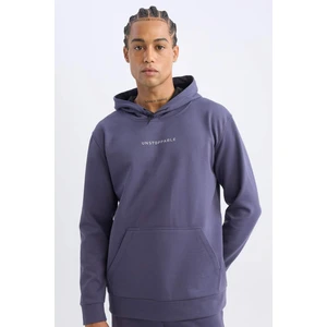 Standart Fit Kapüşonlu Arma Baskılı Kanguru Cepli Skuba Dalgıç Kumaş Sporcu Sweatshirt D1893AX24AU