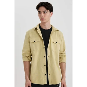 Regular Fit Polo Yaka Basic Düz Pamuklu Uzun Kollu Gömlek B2654AX24SP