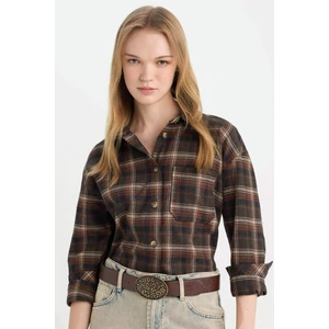 Coool Oversize Geniş Kalıp Kareli Flanel Uzun Kollu Oduncu Ceket Gömlek D5309AX24AU