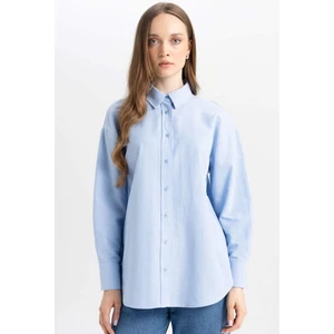 Relax Fit Gömlek Yaka Oxford Uzun Kollu Basic Düz Gömlek Tunik B8309AX24AU