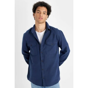 %100 Pamuk Regular Fit Polo Yaka Basic Düz Uzun Kollu Gömlek B2654AX24AU