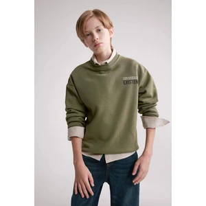 Erkek Çocuk Oversize Geniş Kalıp Bisiklet Yaka Sırt Baskılı Sweatshirt D3964A824WN