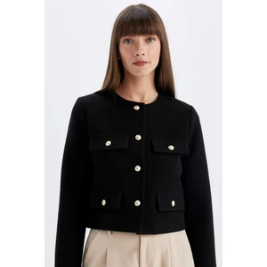 Crop Bisiklet Yaka Düğmeli Blazer Ceket D3161AX24AU