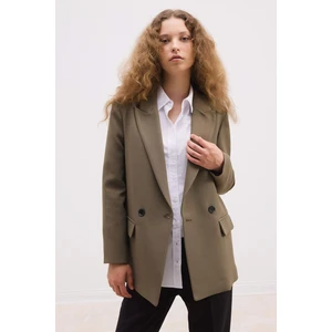 Oversize Geniş Kalıp Ceket Yaka Düğmeli Basic Düz Blazer Ceket C2457AX24AU