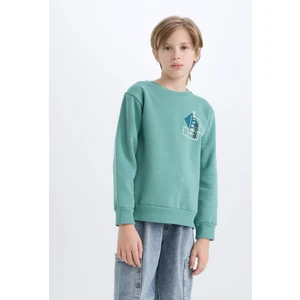 Erkek Çocuk Bisiklet Yaka Baskılı Kalın Sweatshirt D3027A824WN