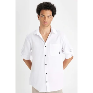 Regular Fit Basic Düz Pamuk Karışımlı Uzun Kollu Gömlek D4183AX24AU