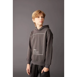 Erkek Çocuk Antrasit Kapüşonlu Baskılı Sweatshirt D3095A824AU