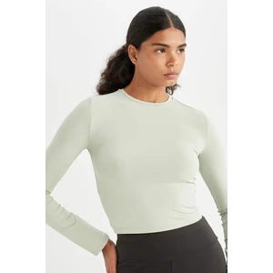 Fitted Vücuda Oturan Bisiklet Yaka Basic Düz Uzun Kollu Tişört D0199AX24AU