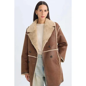 Ceket Yaka Süet Parka Mont Pelüş Astarlı Düğmeli Cepli D4202AX24WN